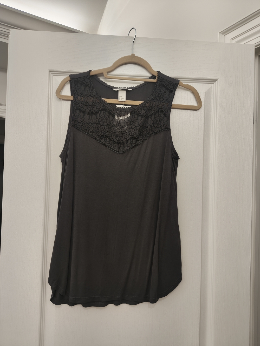H&M Black Lace Yoke Sleeveless Blouse